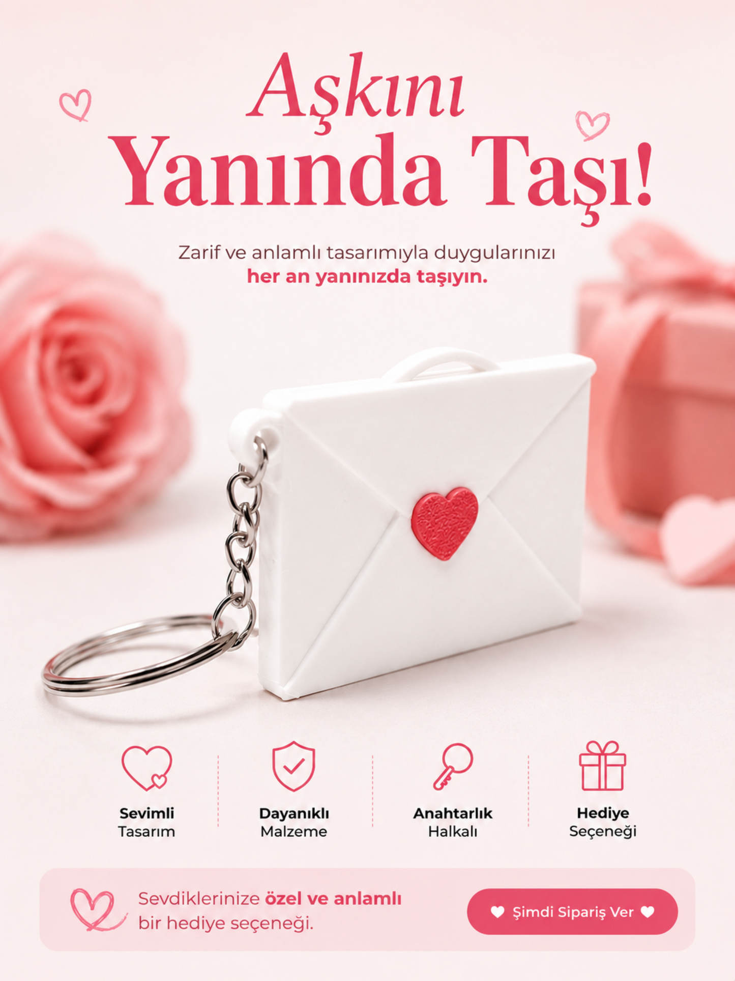 Mini Mektup - Kişiselleştirilebilir Fotoğraflı Anahtarlık